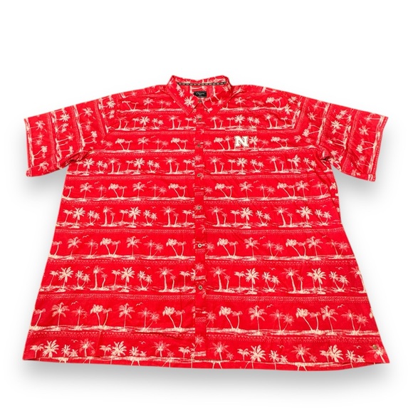 Chiliwear Nebraska Husker Red Hawaiian Button Up Shirt Cornhusker Men’s Size 5XT - Picture 1 of 11